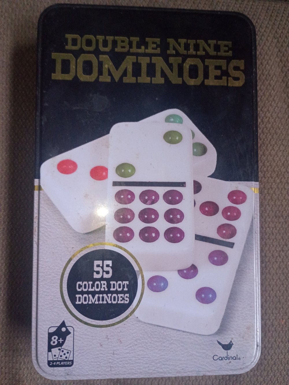 Double Nine Color Dot Dominoes - White Domino Set by Cardinal